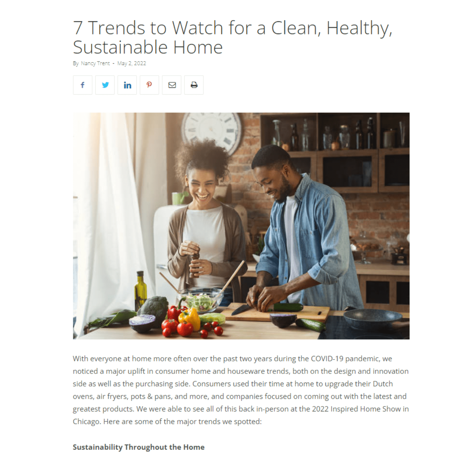 7 Trends to Watch for a Clean, Healthy, Sustainable Home - Once Again Home Co.