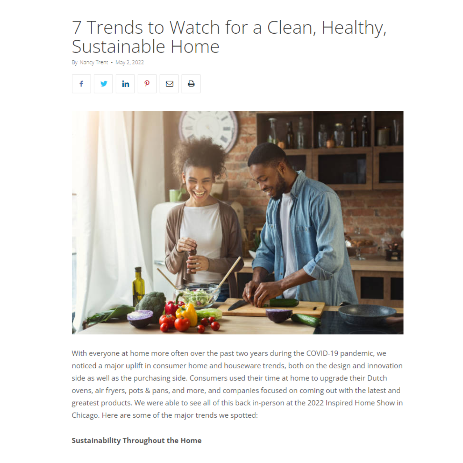 7 Trends to Watch for a Clean, Healthy, Sustainable Home