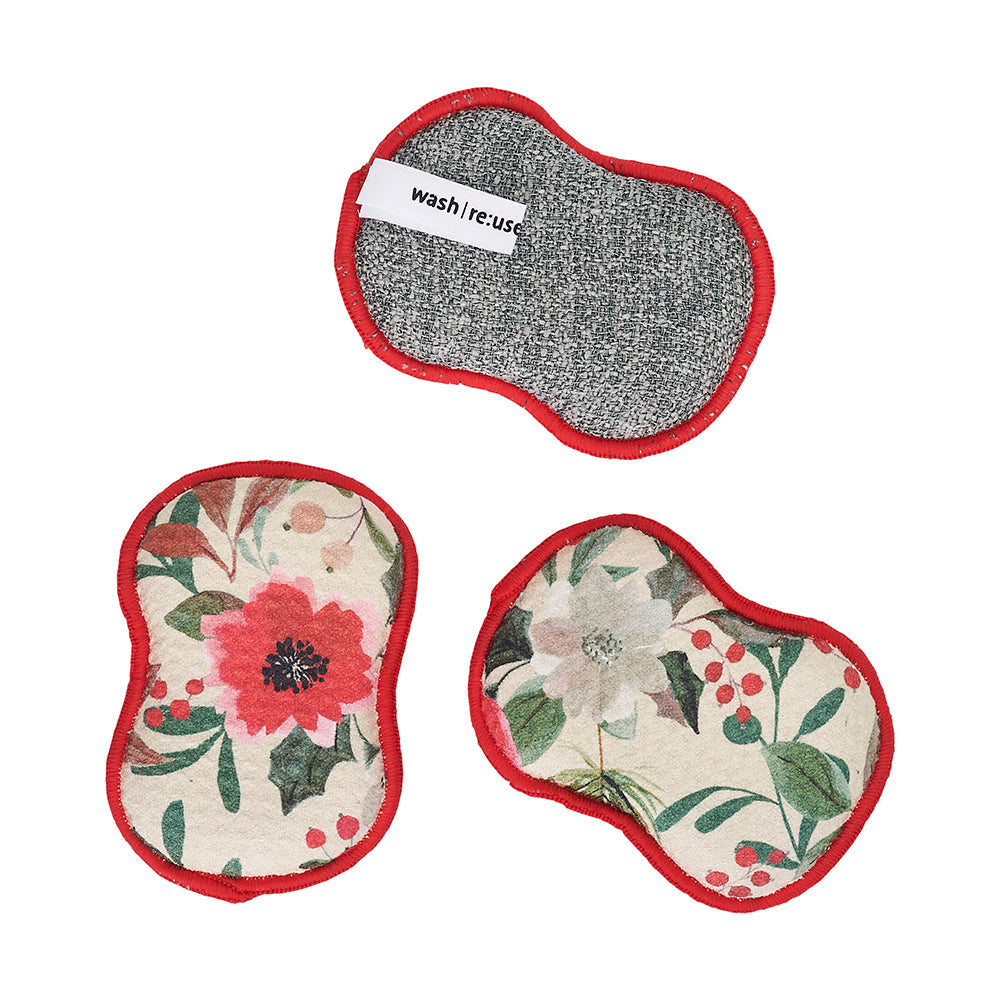RE:usable Sponges (Set of 3) - Holiday Flora Sponges & Scouring Pads Once Again Home Co. Cream