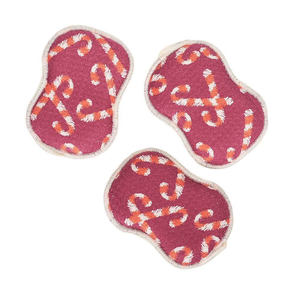 RE:usable Sponges (Set of 3) - ZW Candy Cane Sponges & Scouring Pads Once Again Home Co. Red
