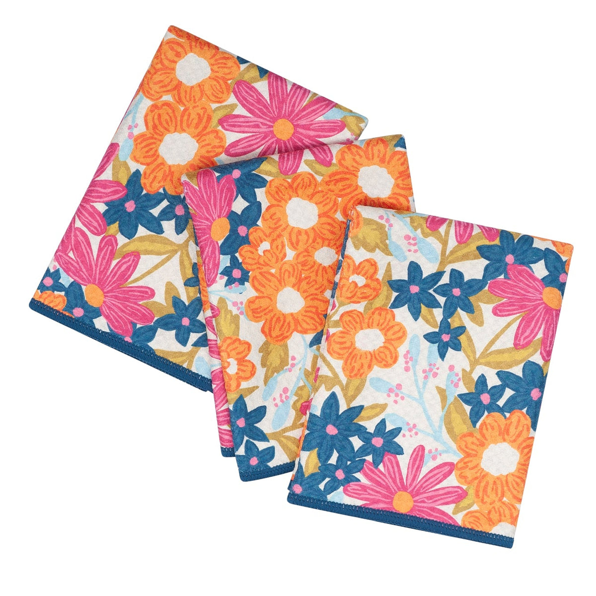 Mighty Mini Towel (Set of 3) Reversible - Iris & Sea Mini Blooms