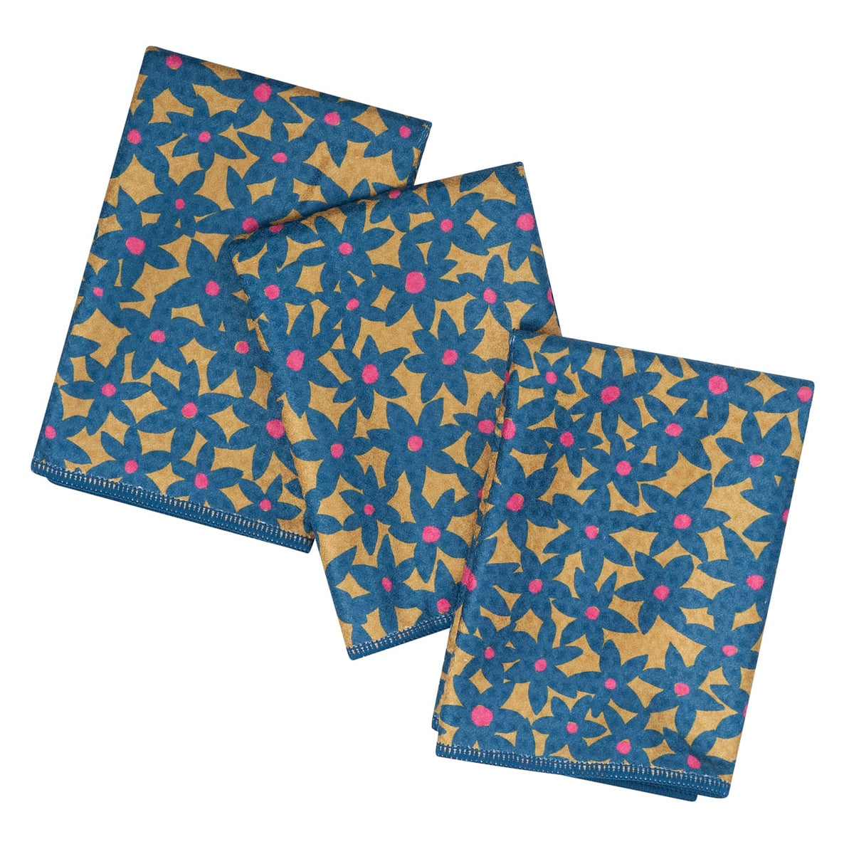 Mighty Mini Towel (Set of 3) Reversible - Iris & Sea Mini Blooms