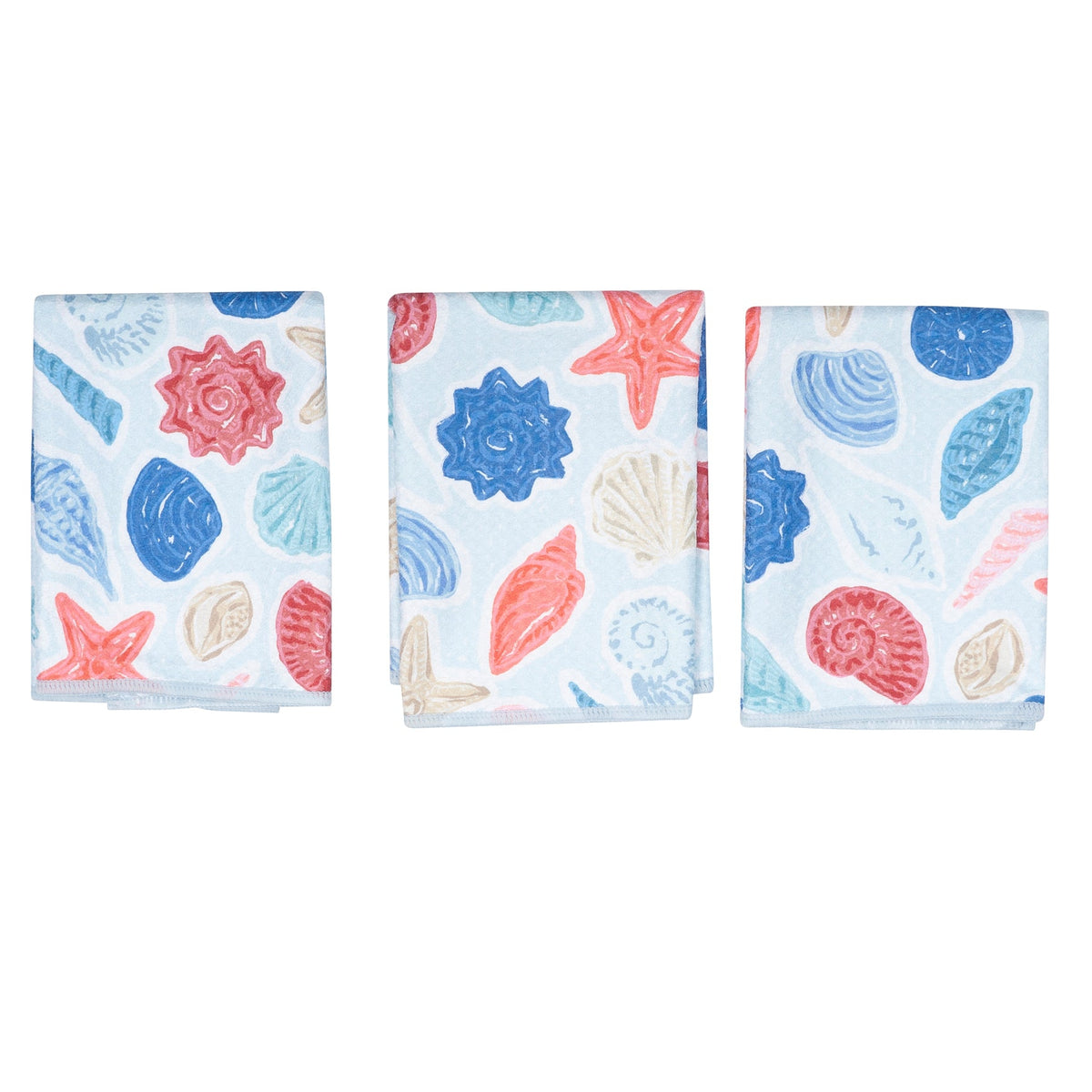 Mighty Mini Towel (Set of 3) Reversible - Iris & Sea Seashell