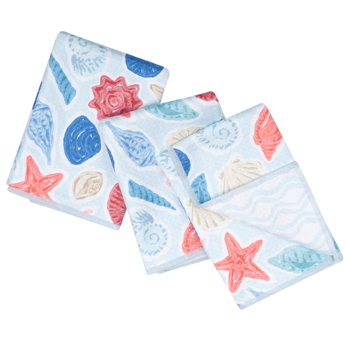 Mighty Mini Towel (Set of 3) Reversible - Iris & Sea Seashell