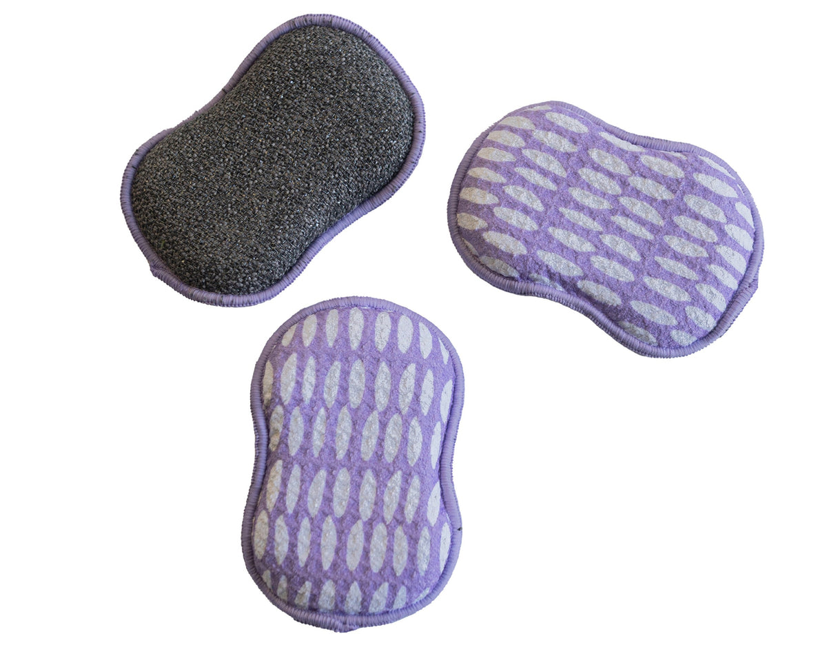 RE:usable Sponges (Set of 3) - Beans in Lilac Sponges & Scouring Pads Once Again Home Co. Lilac