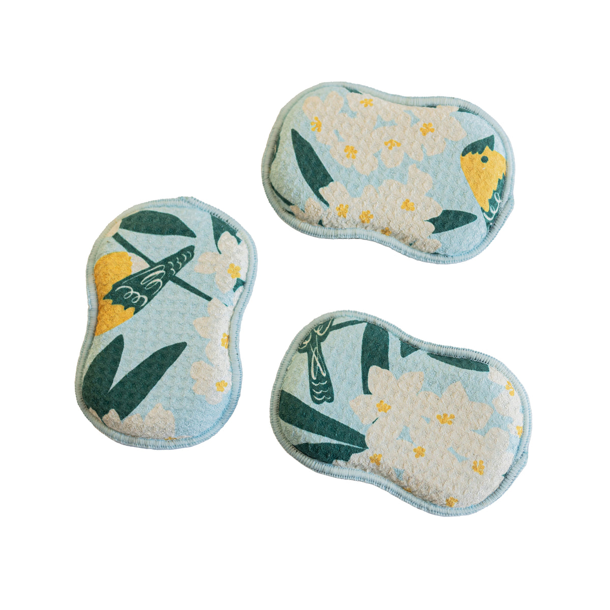 RE:usable Sponges (Set of 3) - Nuthatch Birdsong Sponges &amp; Scouring Pads Once Again Home Co. Light Blue  