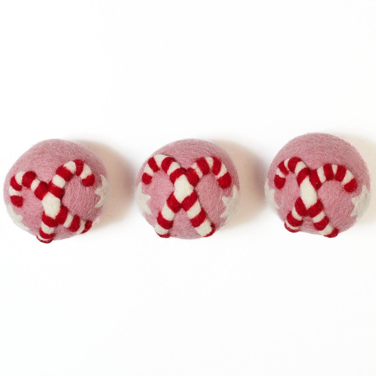 Laundry Wool Dryer Balls - Set of 3 Candy Cane