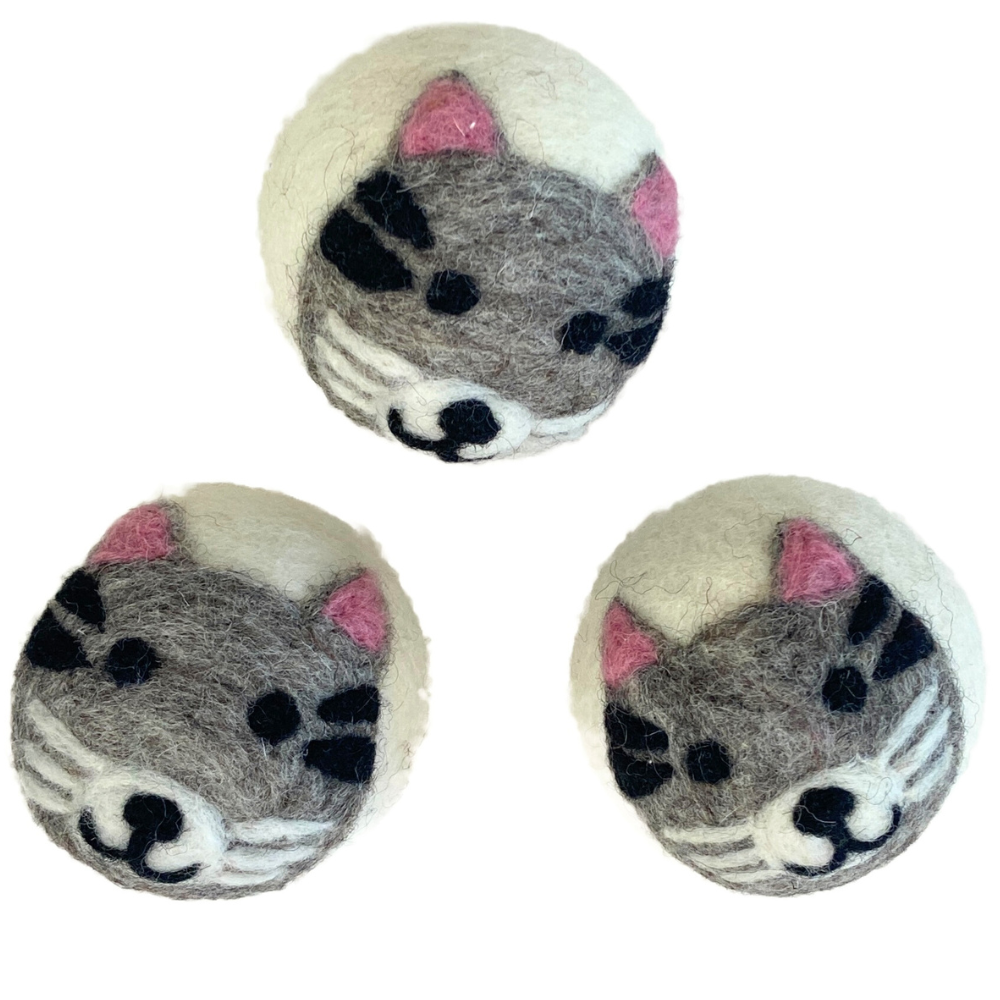 Laundry Wool Dryer Balls - Set of 3 Cat