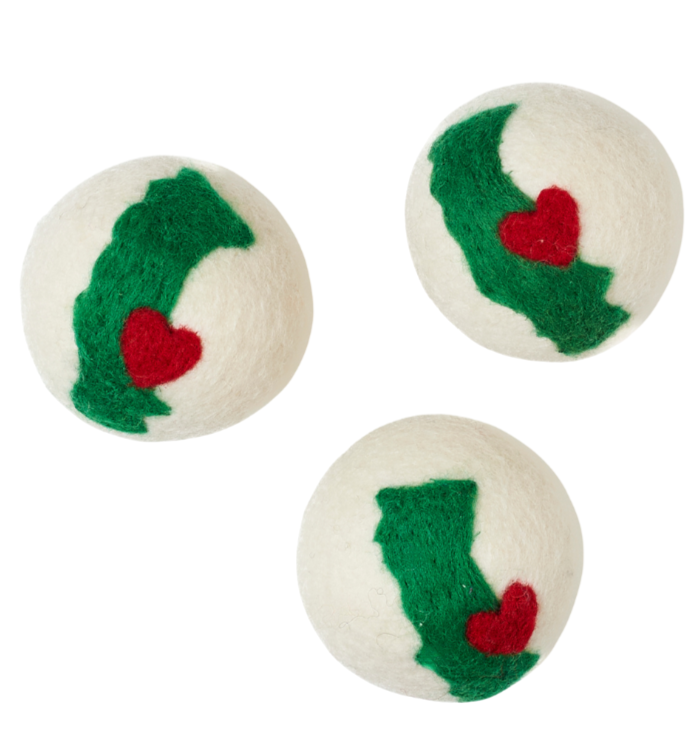 Three dryer balls with the state of California