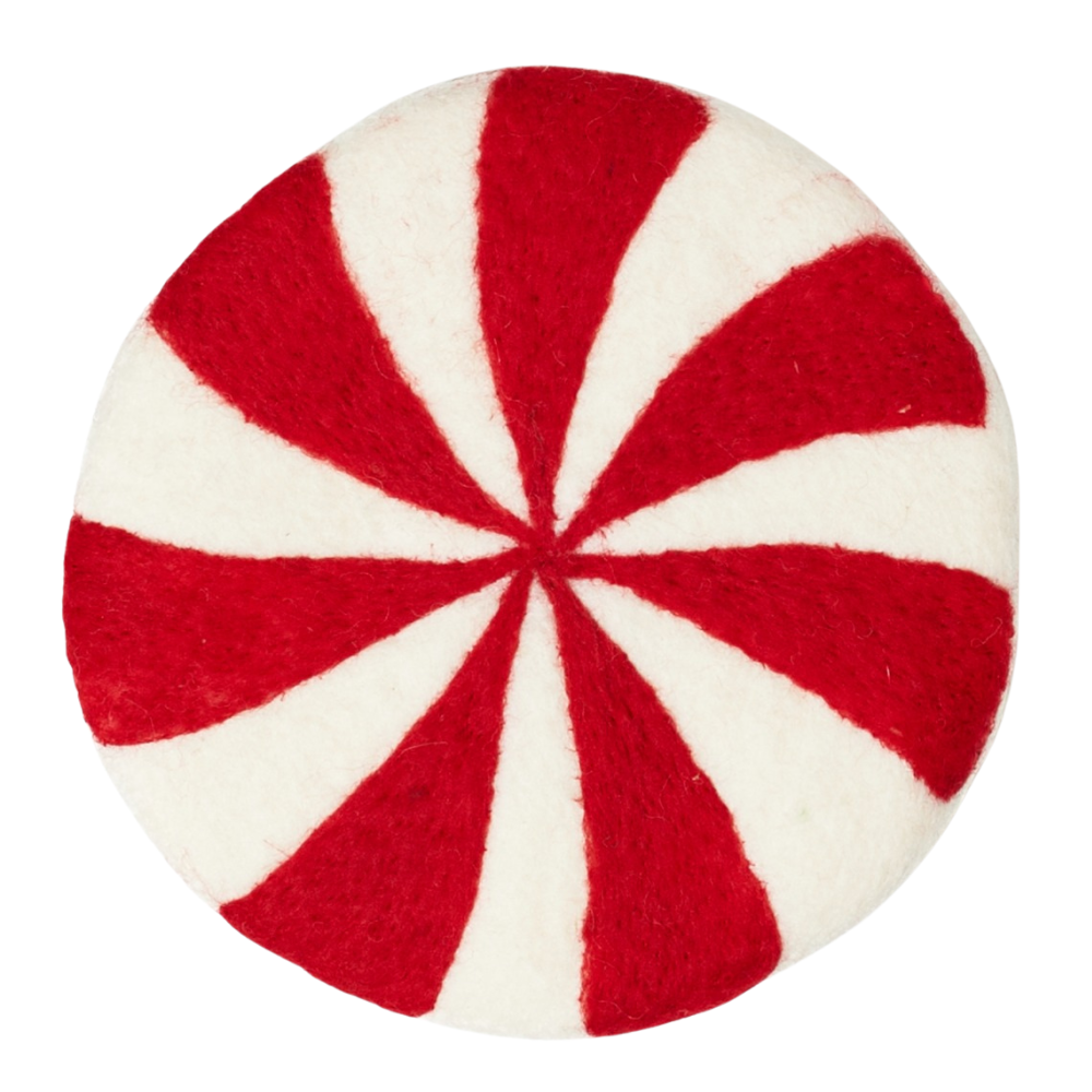 Wool Trivet - Candy Cane in Red