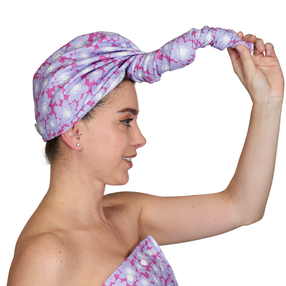 Hair Towel Wrap Double Sided - Signature Collection Pop Daisy