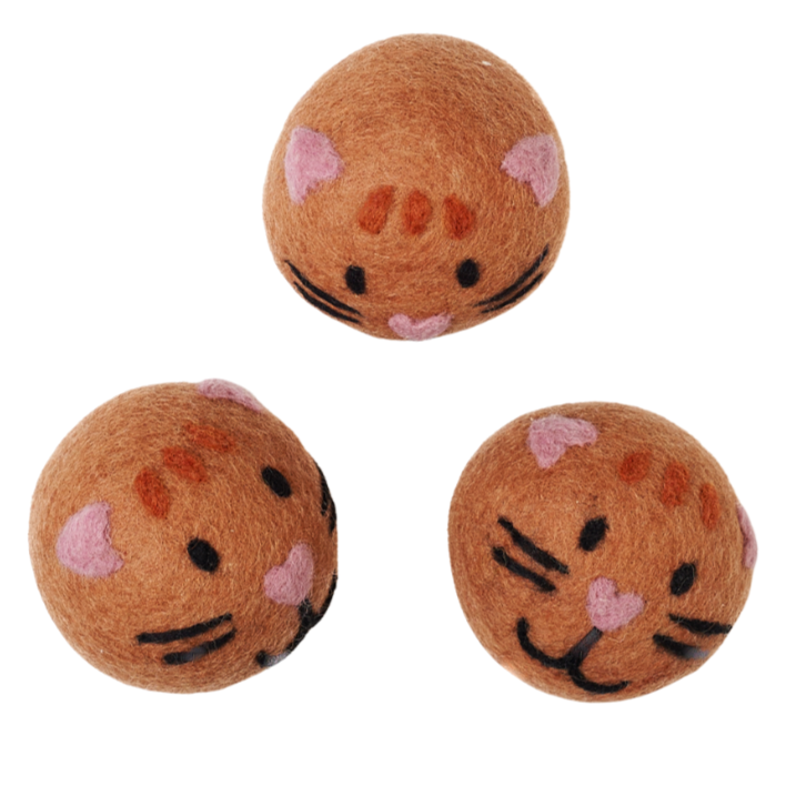 Laundry Wool Dryer Balls - Set of 3 Kitty Cat