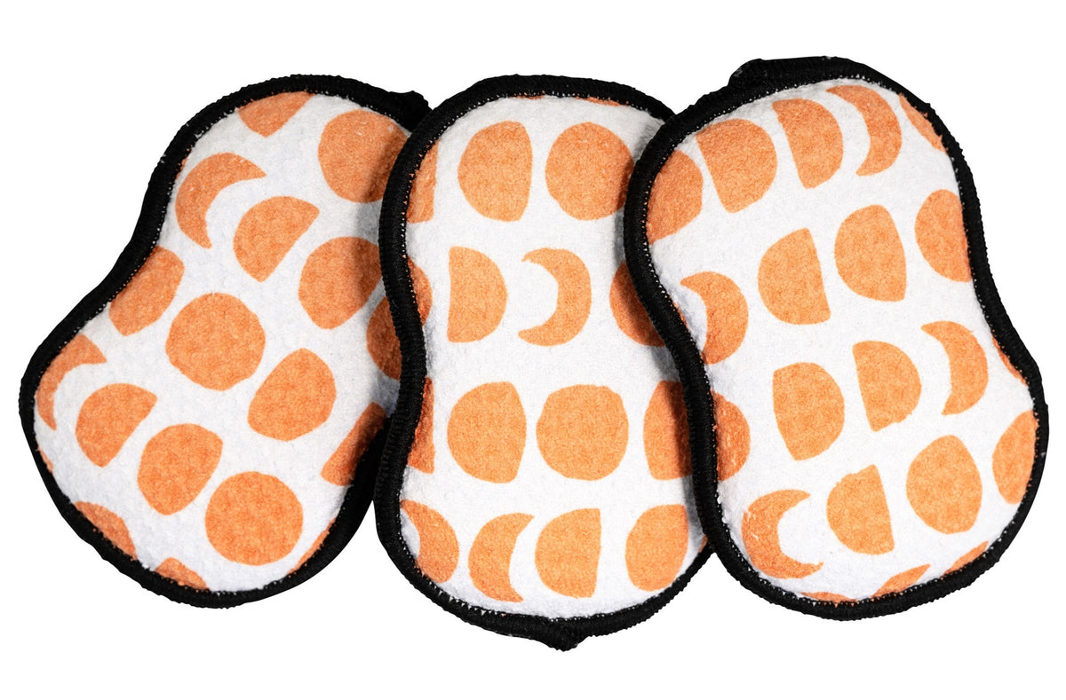 RE:usable Sponges (Set of 3) - Halloween Moon Sponges & Scouring Pads Once Again Home Co. Orange