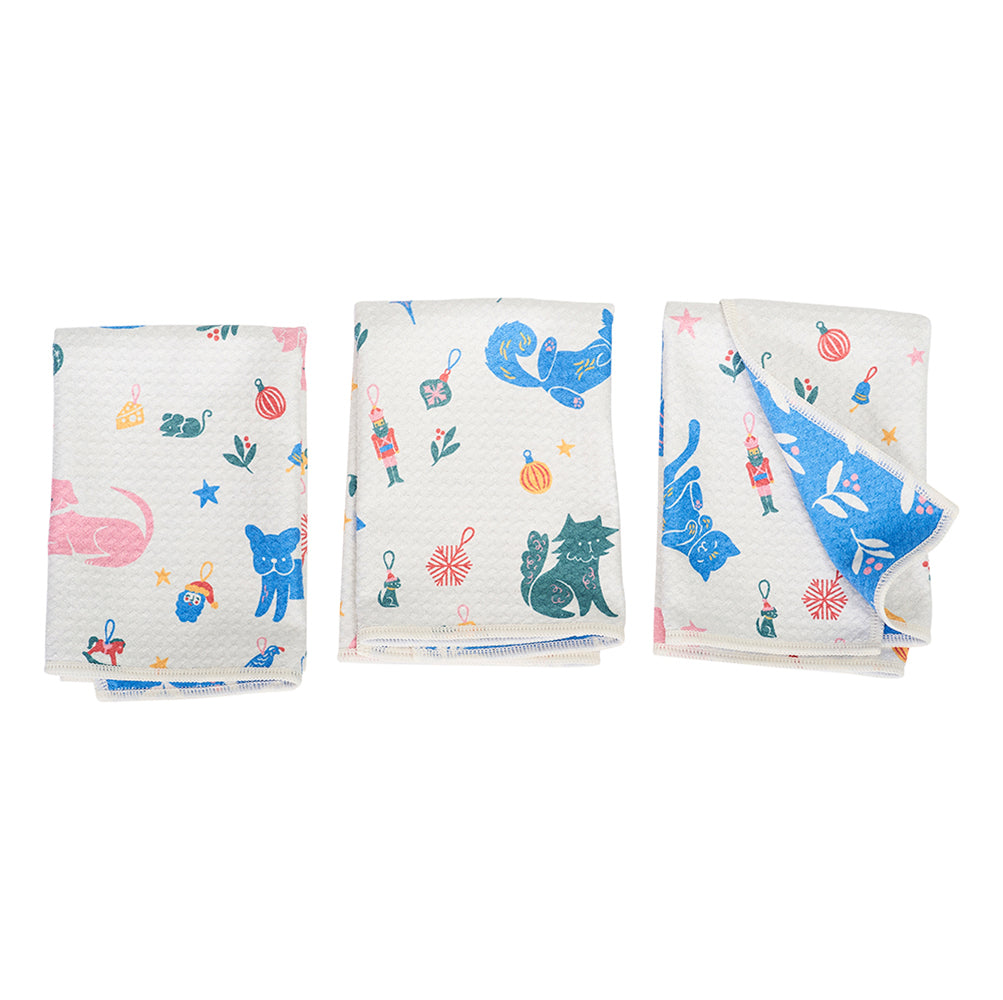 Mighty Mini Towel (Set of 3) Reversible - Nuthatch Merry Pets kitchen towels Once Again Home Co. Egret