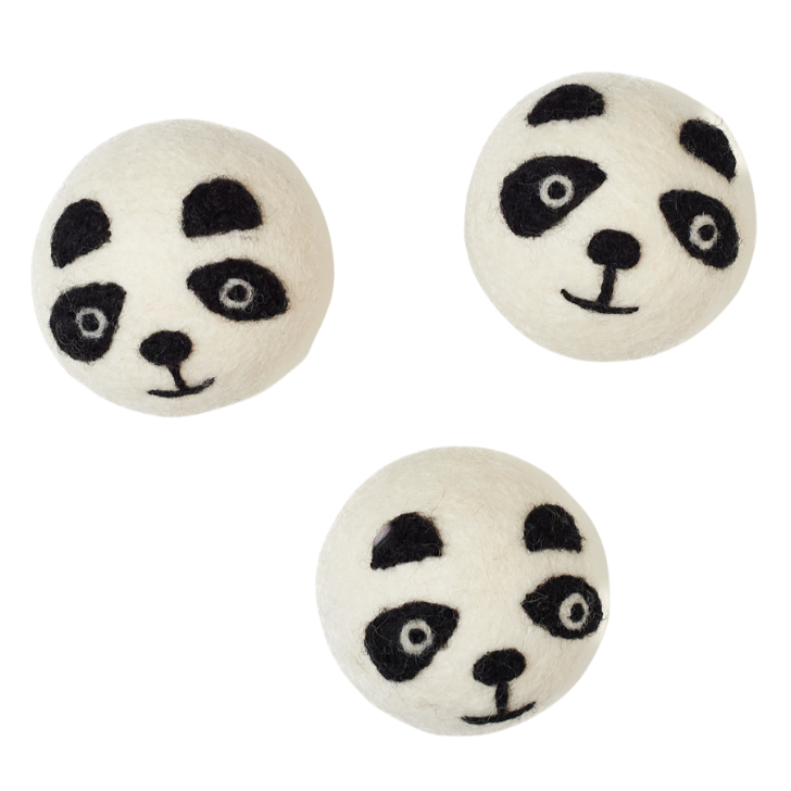 Laundry Wool Dryer Balls - Set of 3 Panda