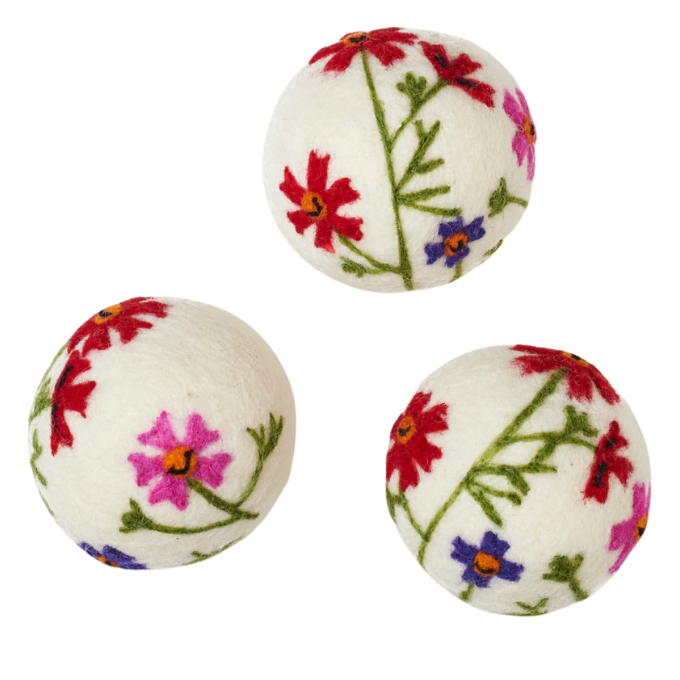 Laundry Wool Dryer Balls - Set of 3 Wildflower