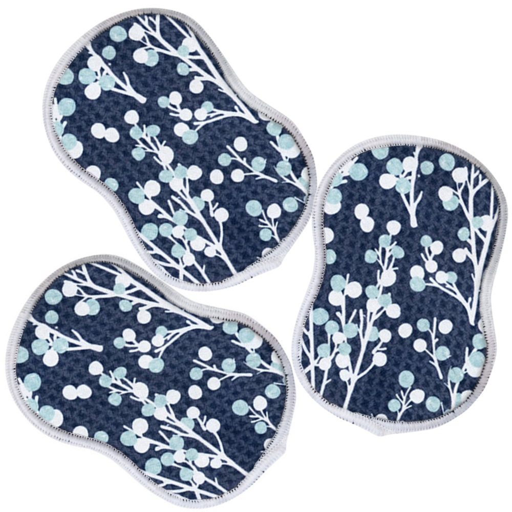 RE:usable Sponges (Set of 3) - Winter Fruit Sponges &amp; Scouring Pads Once Again Home Co. Navy  