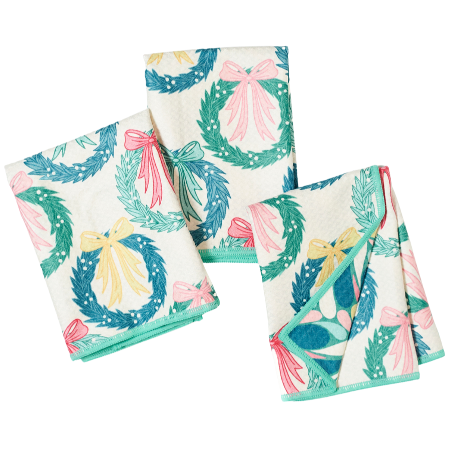 Mighty Mini Towel (Set of 3) Reversible - RJW Neighbors Wreath
