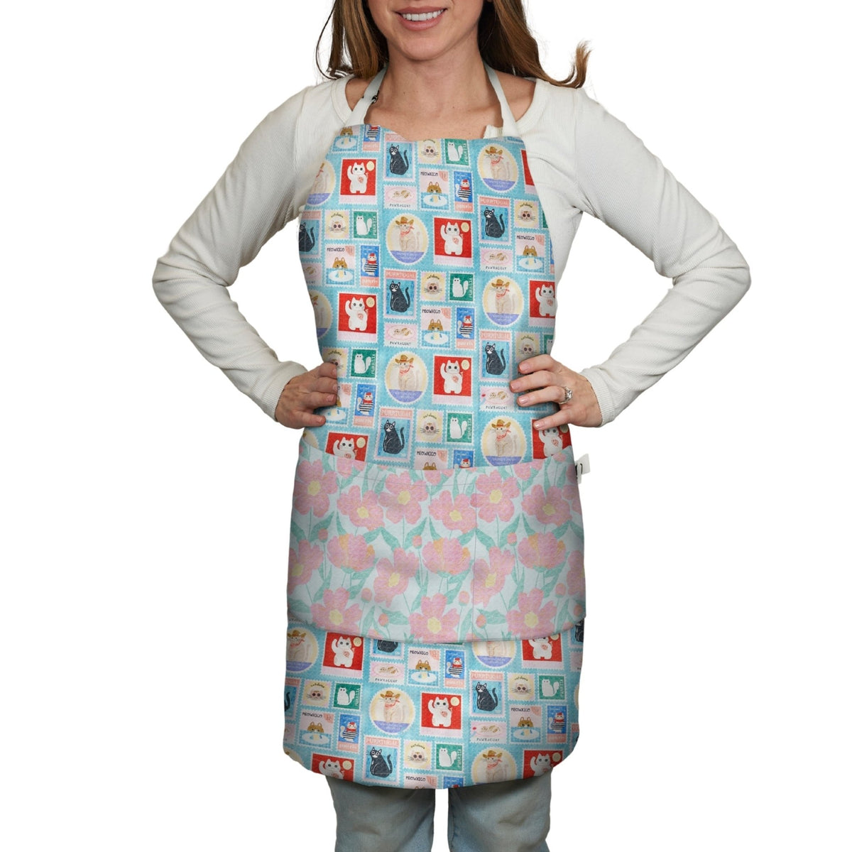 Attach and Go Apron - Mable Tan Cat Mail - Once Again Home Co.