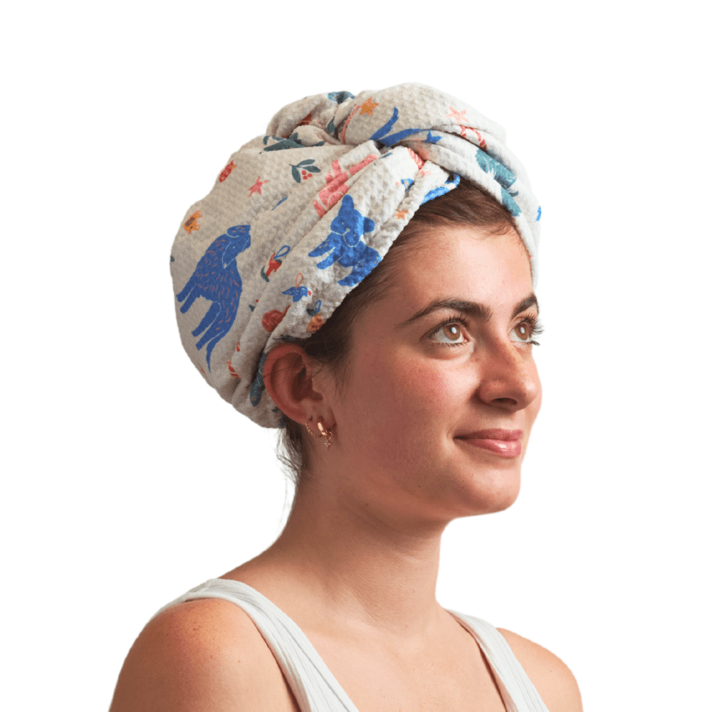 Hair Towel Wrap Double Sided - Nuthatch Merry Pets - Once Again Home Co.