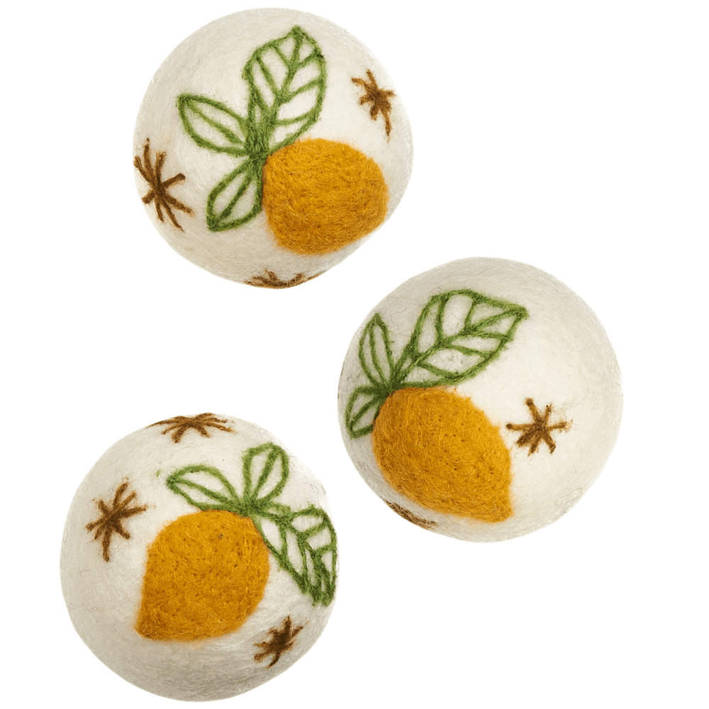Laundry Wool Dryer Balls - Set of 3 Rebecca Jane Woolbright Lemon - Once Again Home Co.