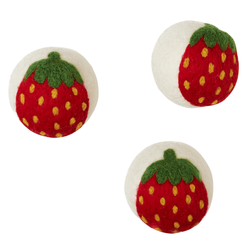 Laundry Wool Dryer Balls - Set of 3 Strawberry - Once Again Home Co.