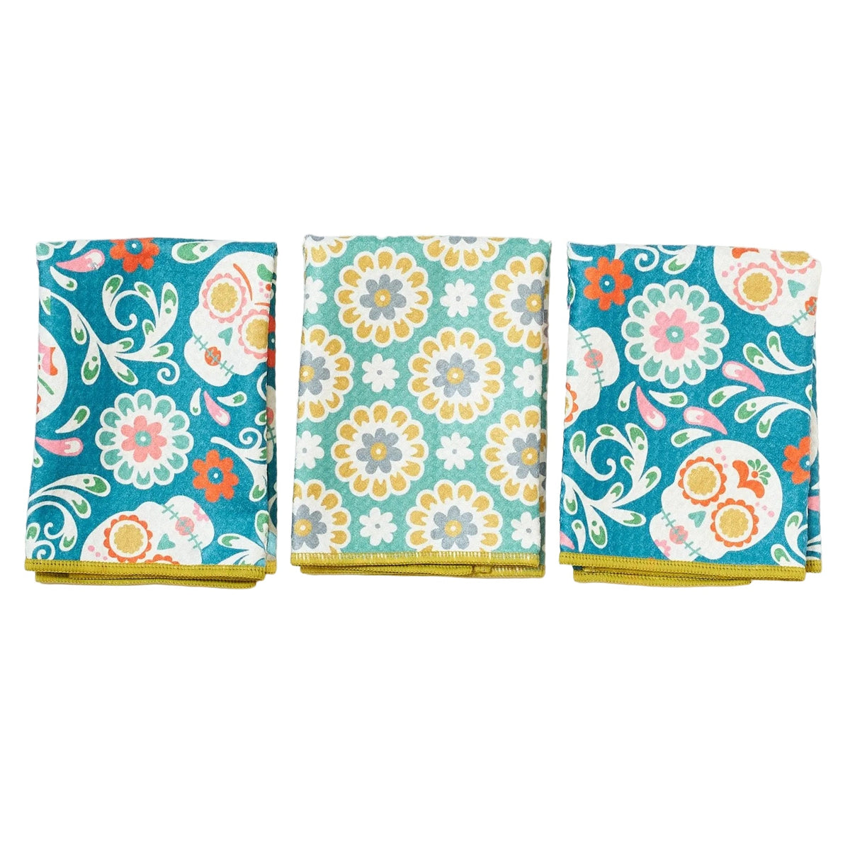 Mighty Mini Towel (Set of 3) Reversible - Heather Jacobs Sugar Skull - Once Again Home Co.