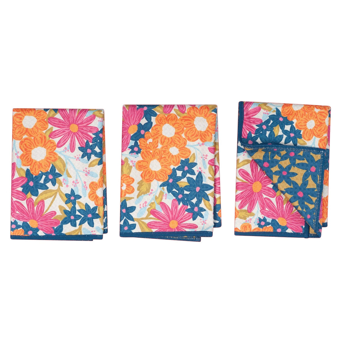 Mighty Mini Towel (Set of 3) Reversible - Iris & Sea Mini Blooms - Once Again Home Co.