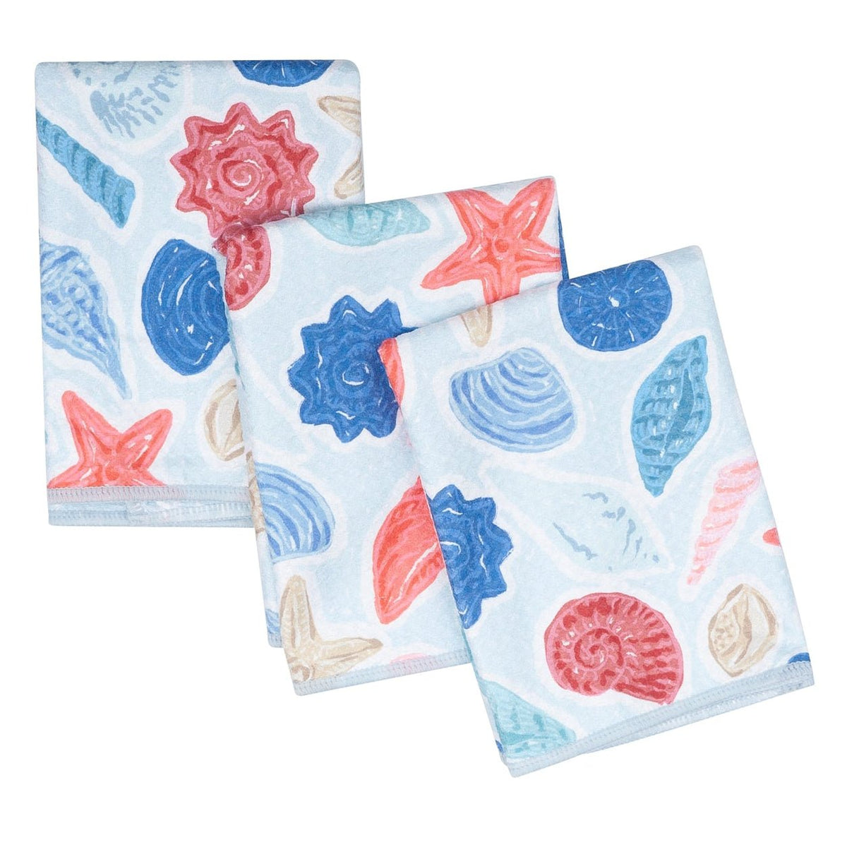 Mighty Mini Towel (Set of 3) Reversible - Iris & Sea Seashell - Once Again Home Co.
