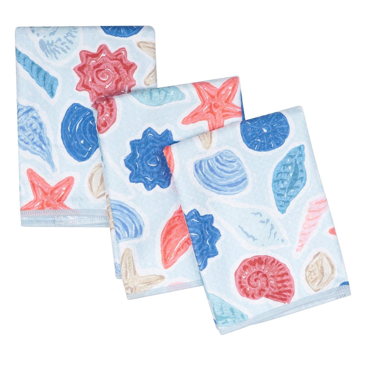 Mighty Mini Towel (Set of 3) Reversible - Iris & Sea Seashell - Once Again Home Co.