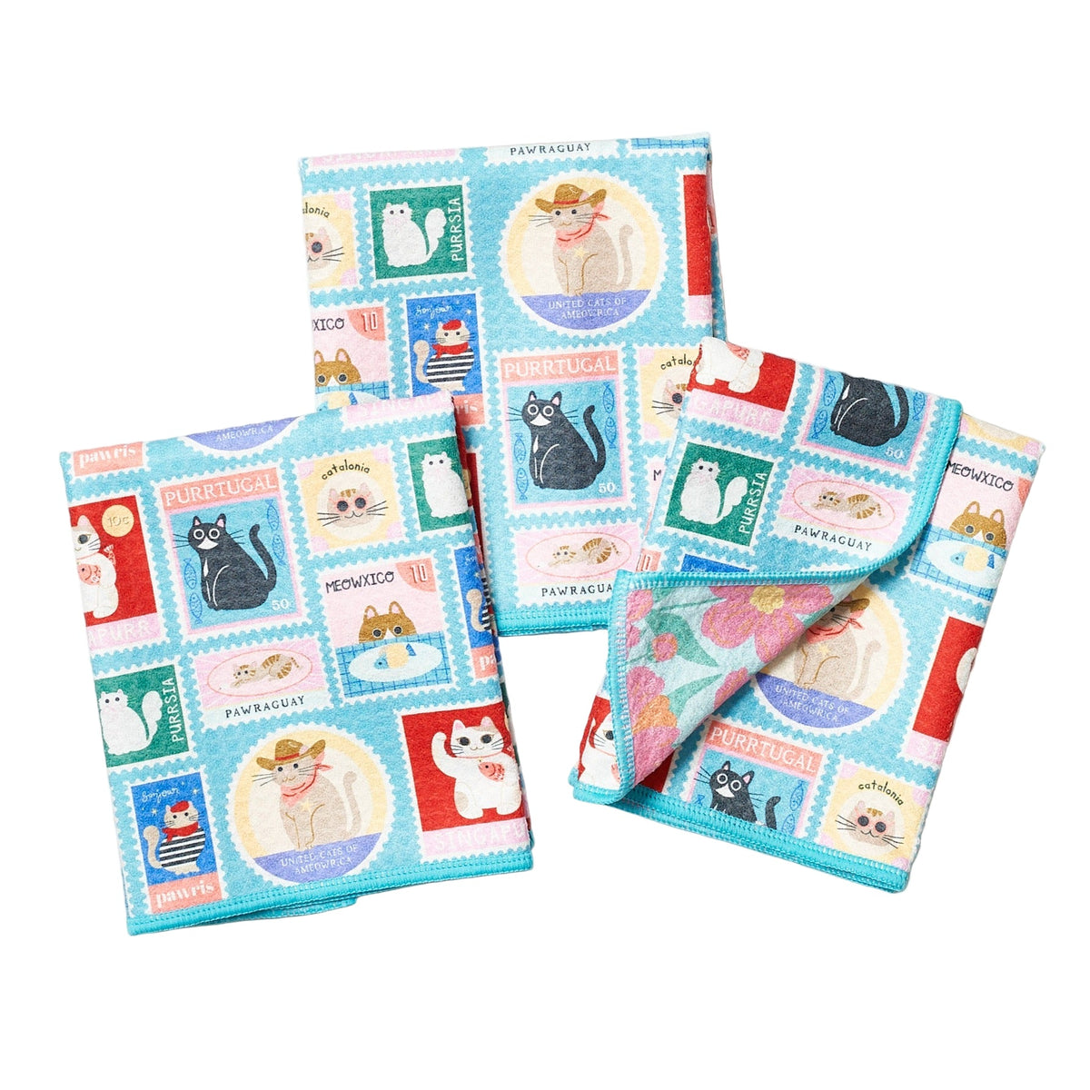 Mighty Mini Towel (Set of 3) Reversible - Mable Tan Cat Mail - Once Again Home Co.