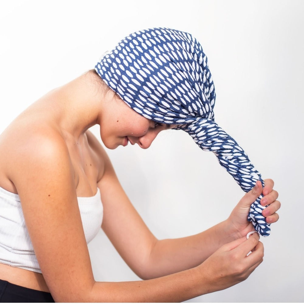 Hair Towel Wrap - Beans in Navy Hair Care Wraps Once Again Home Co.   