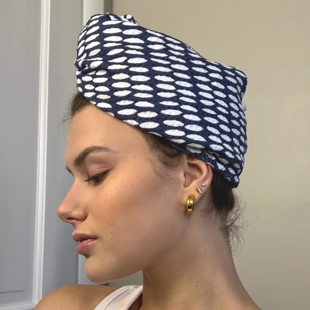 Hair Towel Wrap - Beans in Navy Hair Care Wraps Once Again Home Co.   