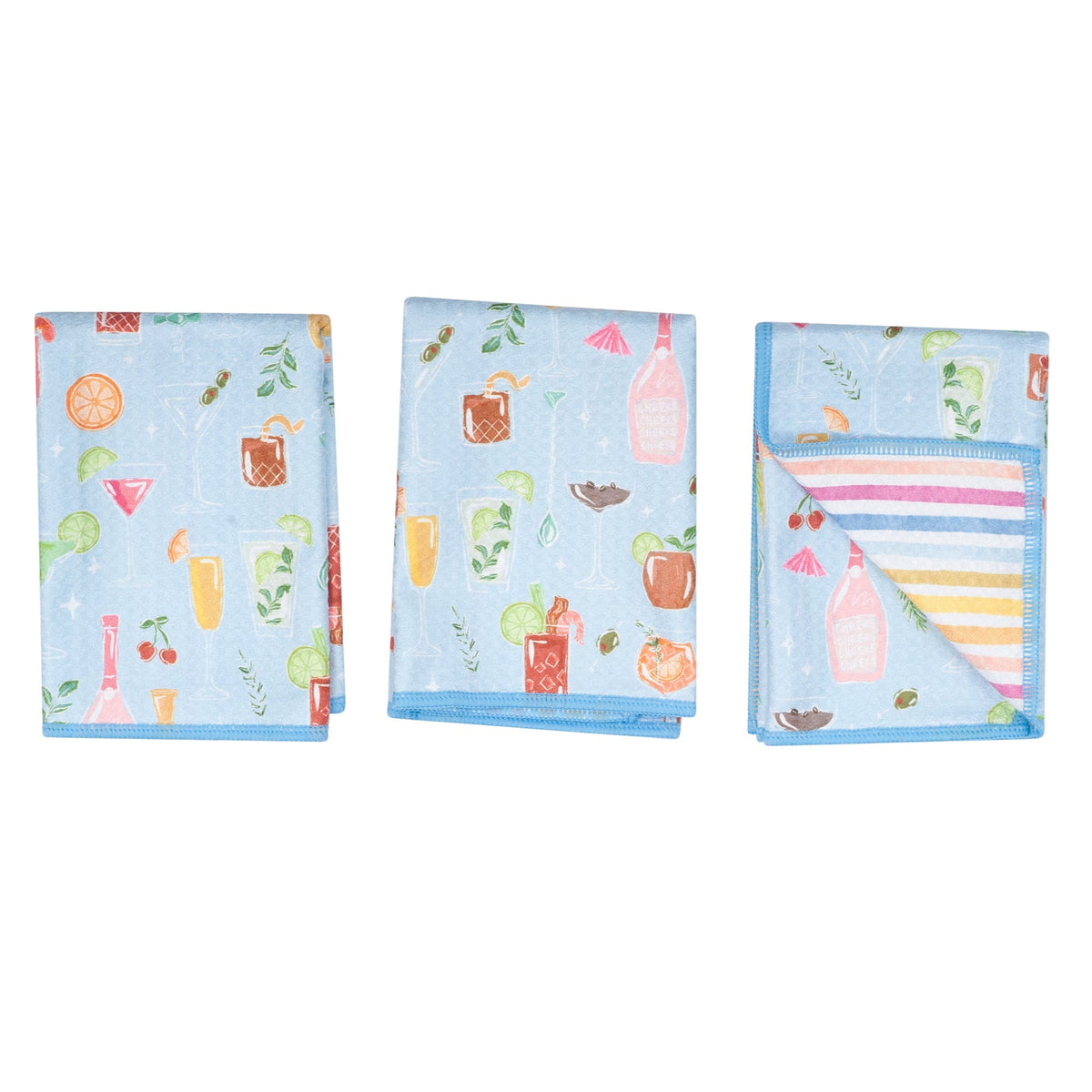 Mighty Mini Towel (Set of 3) Reversible - Iris &amp; Sea Happy Hour