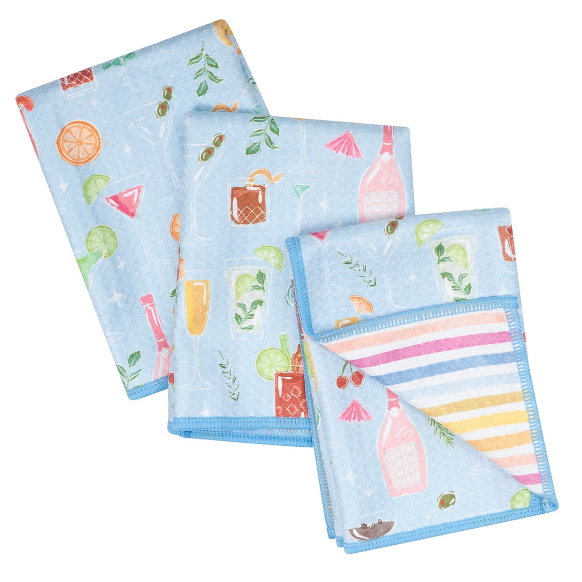 Mighty Mini Towel (Set of 3) Reversible - Iris &amp; Sea Happy Hour
