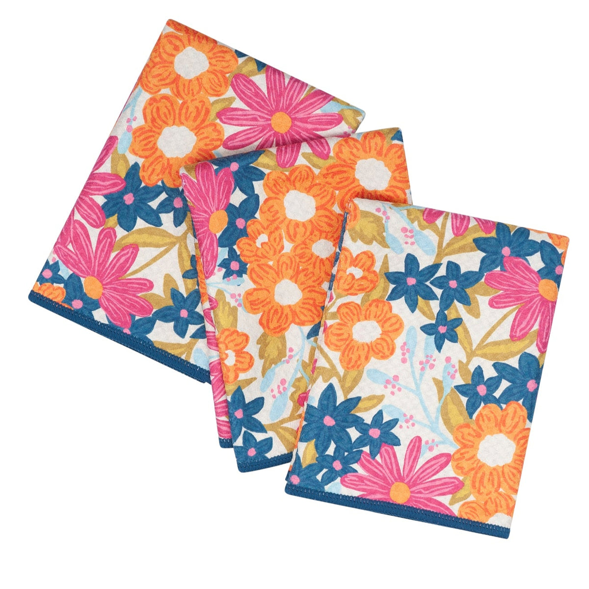 Mighty Mini Towel (Set of 3) Reversible - Iris &amp; Sea Mini Blooms