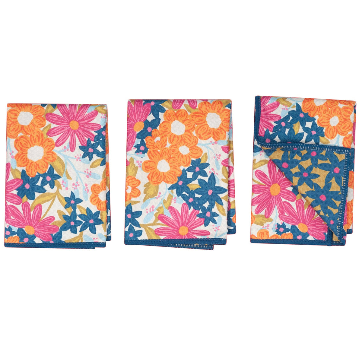 Mighty Mini Towel (Set of 3) Reversible - Iris &amp; Sea Mini Blooms