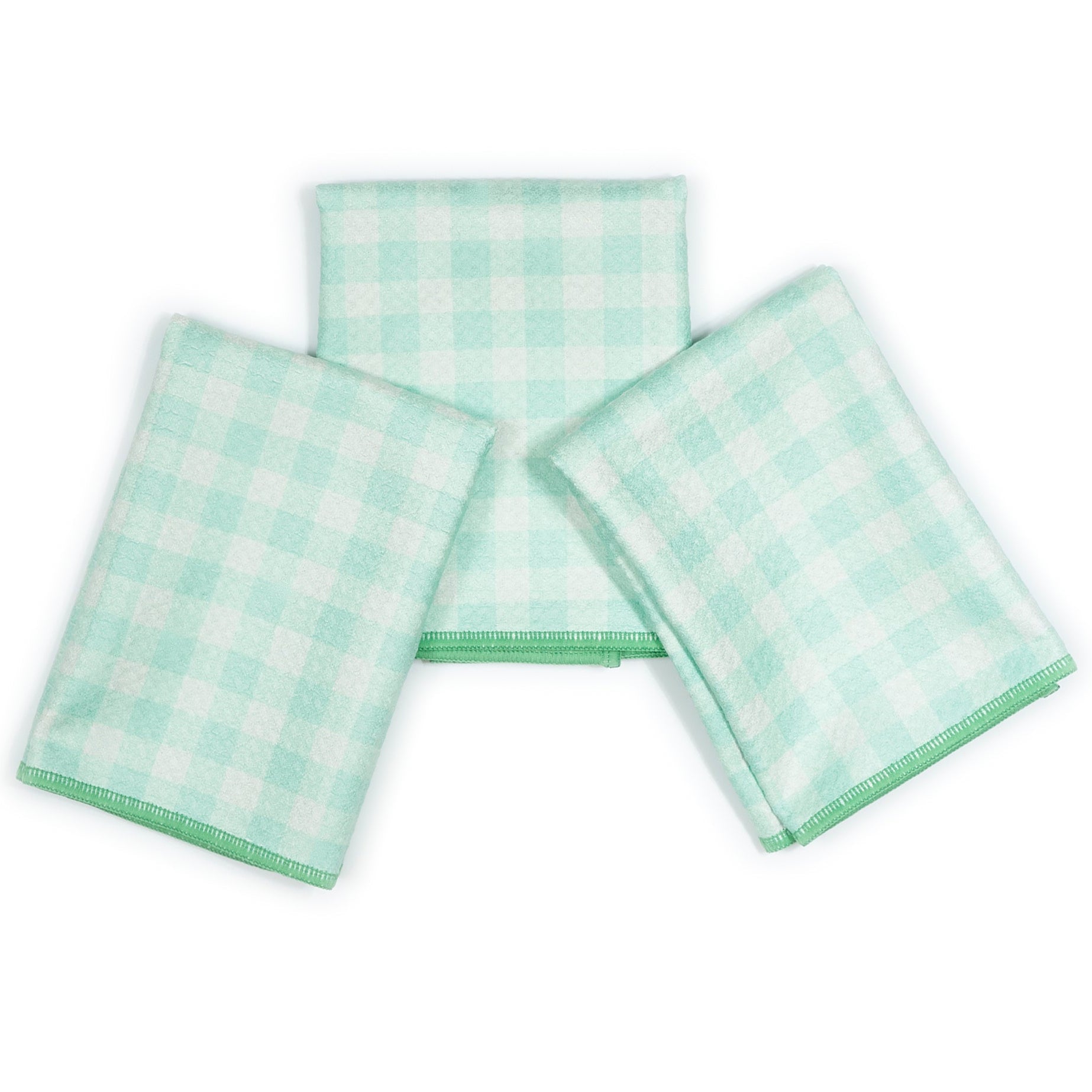 Set of three towels with Christmas green tree patterns