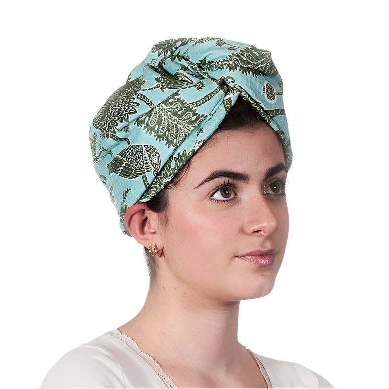 Hair Towel Wrap - Aviary in Green