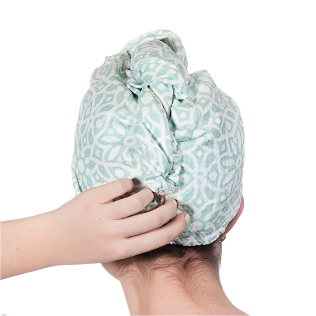Hair Towel Wrap - Tile in Sea