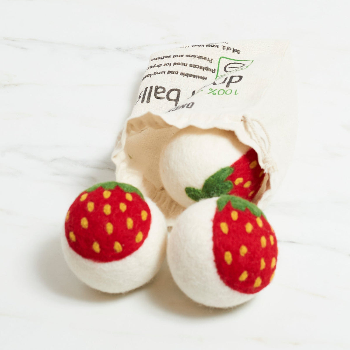 Laundry Wool Dryer Balls - Set of 3 Strawberry