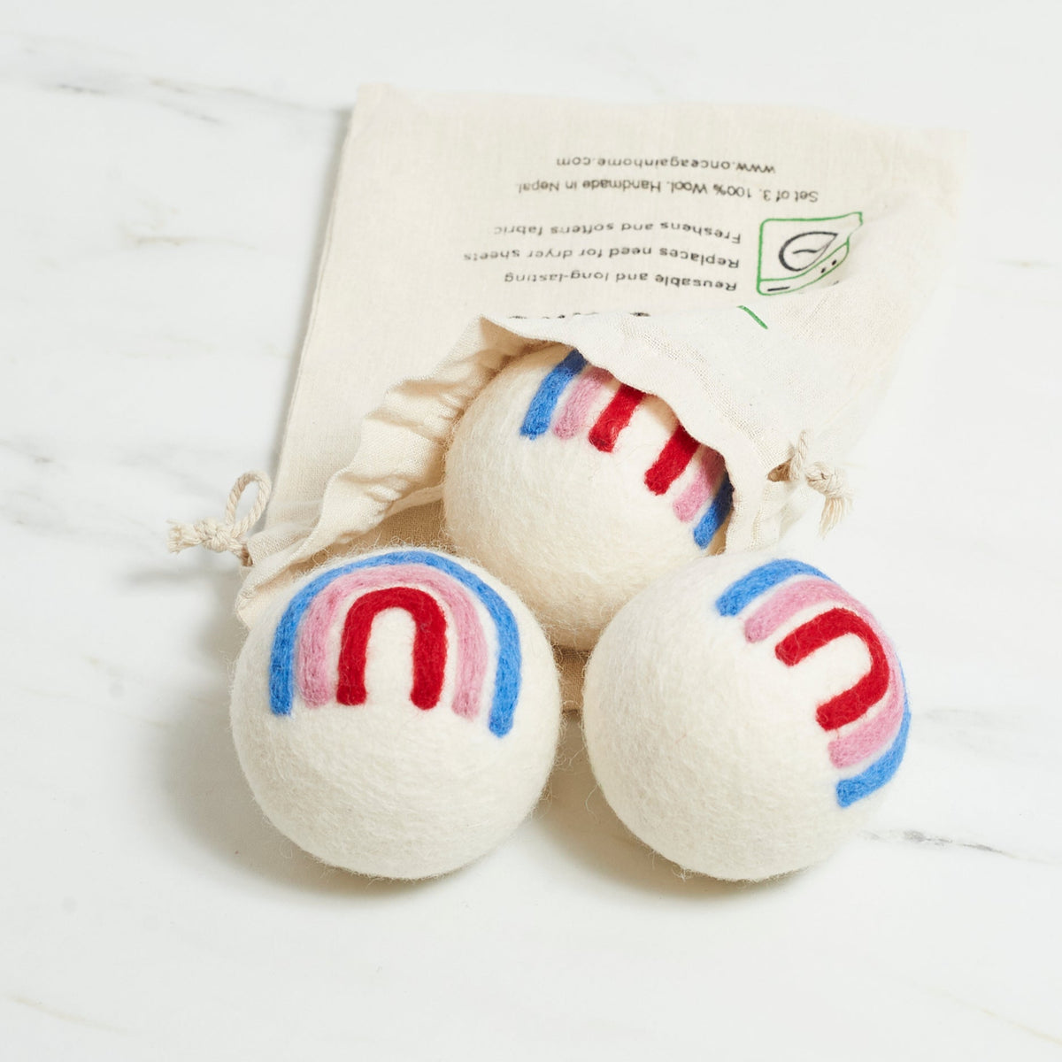 Laundry Wool Dryer Balls - Set of 3 Rainbow
