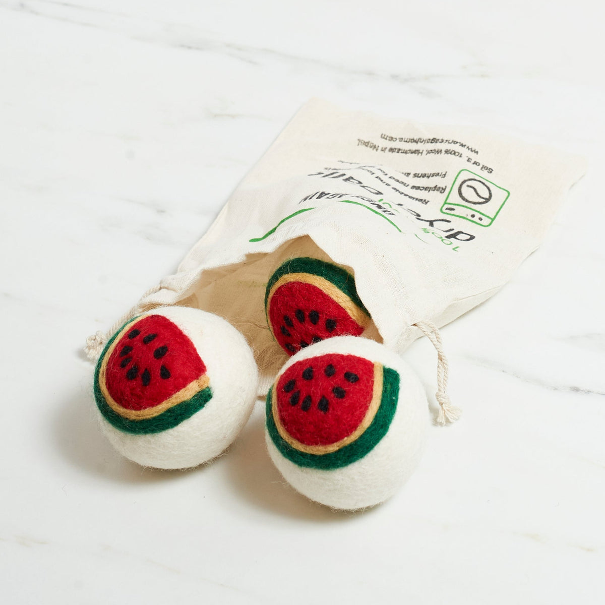 Laundry Wool Dryer Balls - Set of 3 Watermelon