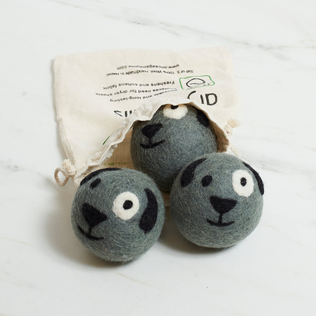 Laundry Wool Dryer Balls - Set of 3 Puppy Dog