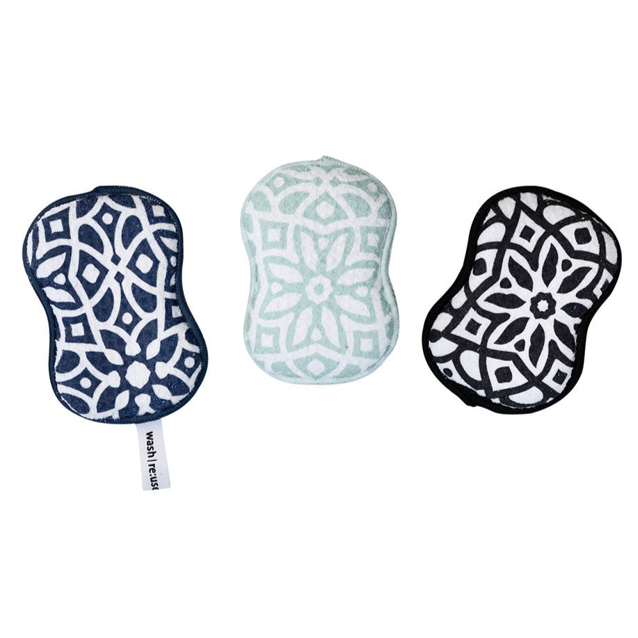 Assorted RE:usable Sponges (Set of 3) - Moroccan Tile Sponges &amp; Scouring Pads Once Again Home Co.   