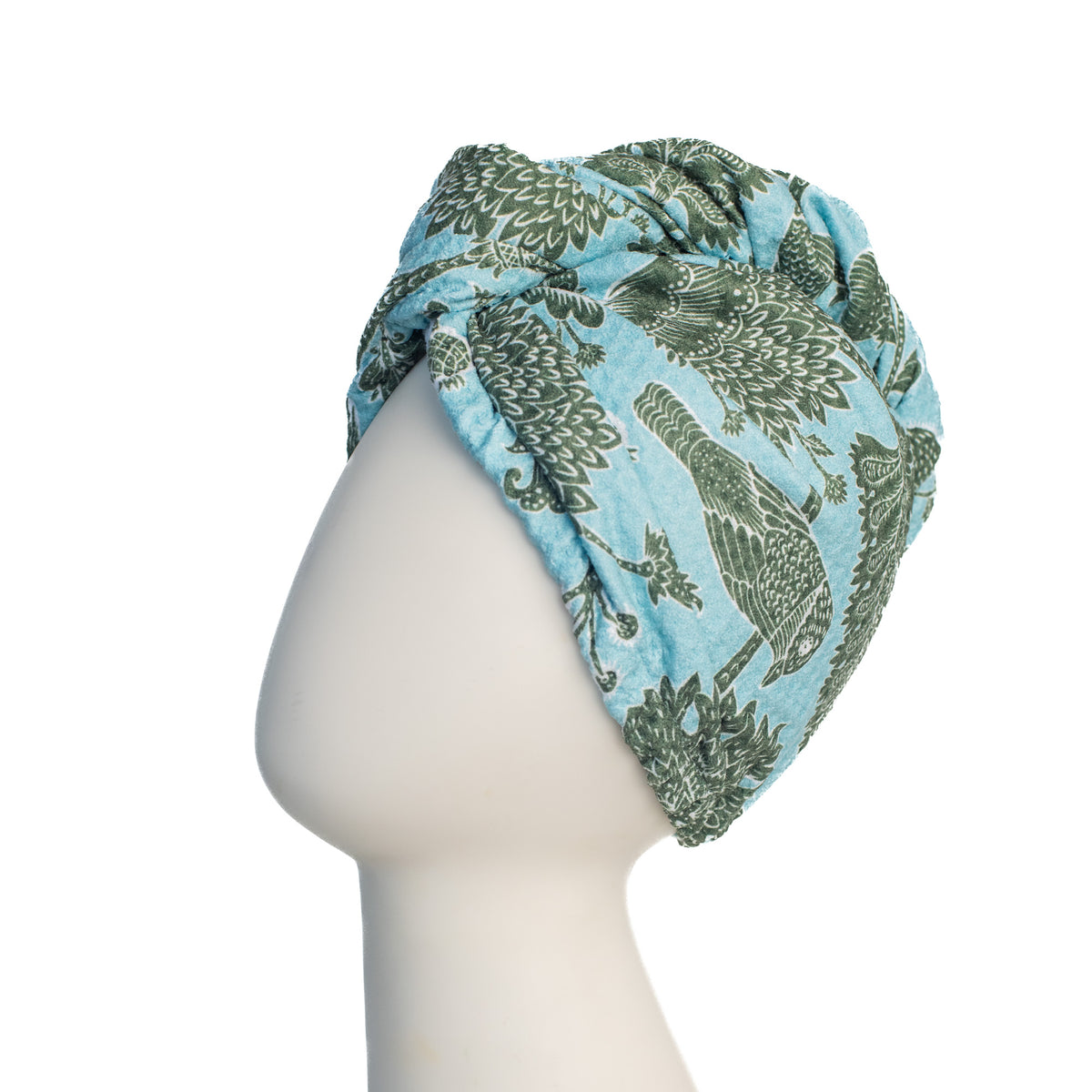 Hair Towel Wrap - Aviary in Green Hair Care Wraps Once Again Home Co. Garden Green  