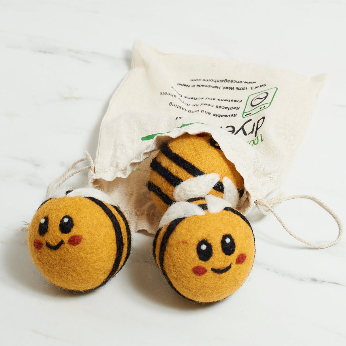 Laundry Wool Dryer Balls - Set of 3 Busy Bee