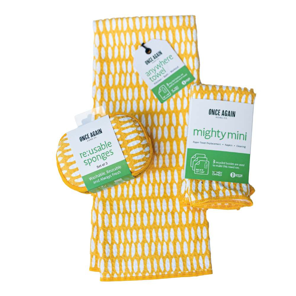 Ready, Set, Go Bundle - Beans Yellow Sponges &amp; Scouring Pads Once Again Home Co. Yellow  
