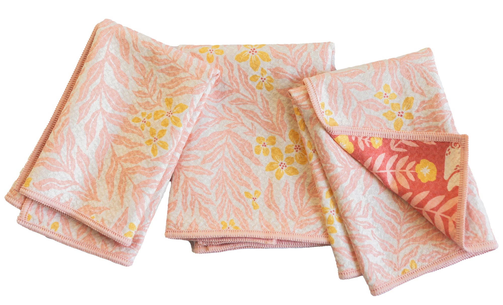 Mighty Mini Towel (Set of 3) Reversible - Nuthatch Bunny Meadows kitchen towels Once Again Home Co. Deep Coral  