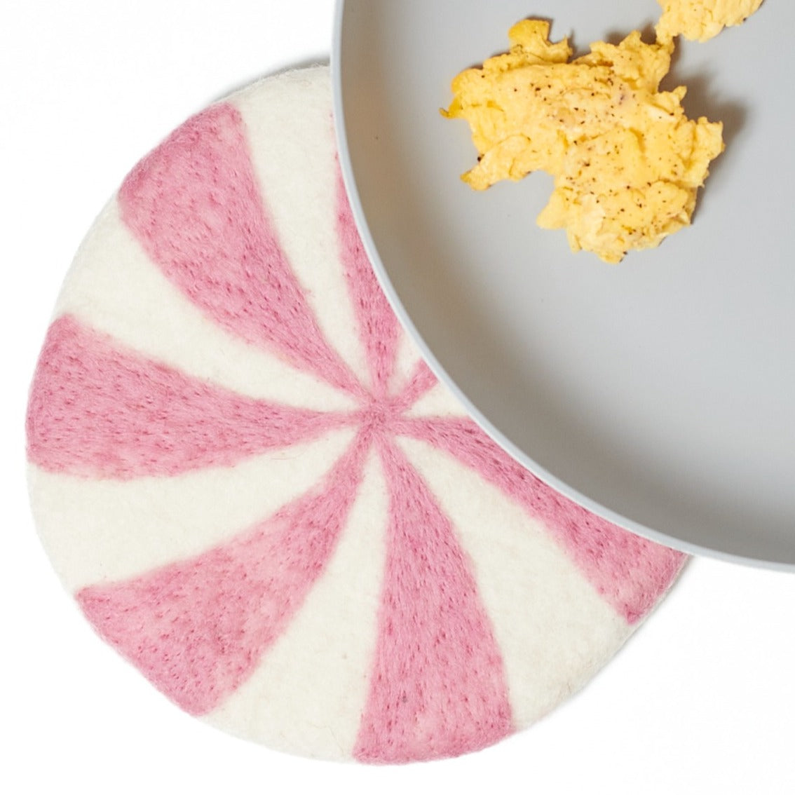Wool Trivet - Candy Cane in Pink